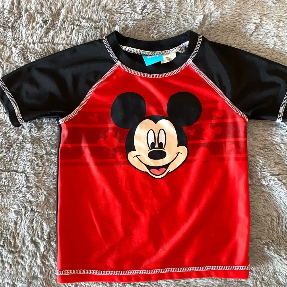 Disney Mickey Mouse Rashguard Red and Black - Picture 1 of 3
